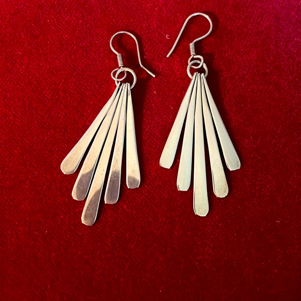 Mexican Sterling Silver Hanging “Petals” Earrings